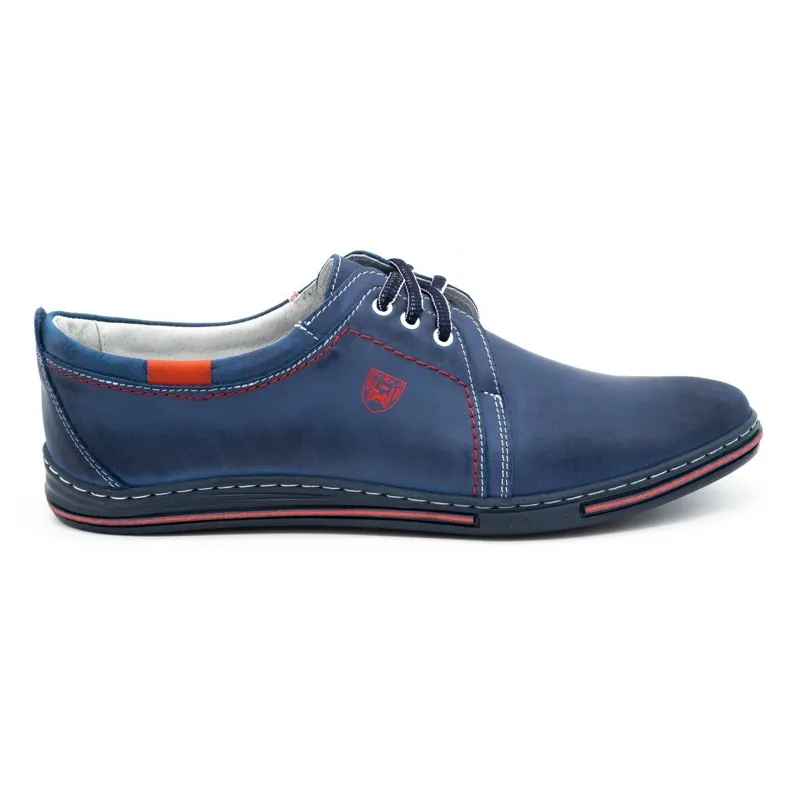 Polbut Chaussures en cuir pour hommes 343 bleu marine