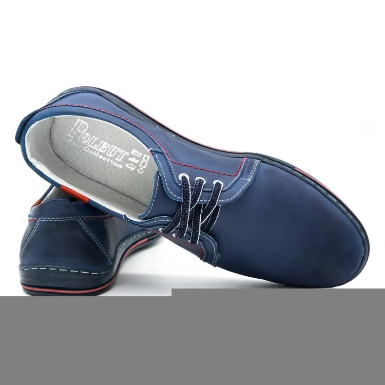 Polbut Chaussures en cuir pour hommes 343 bleu marine